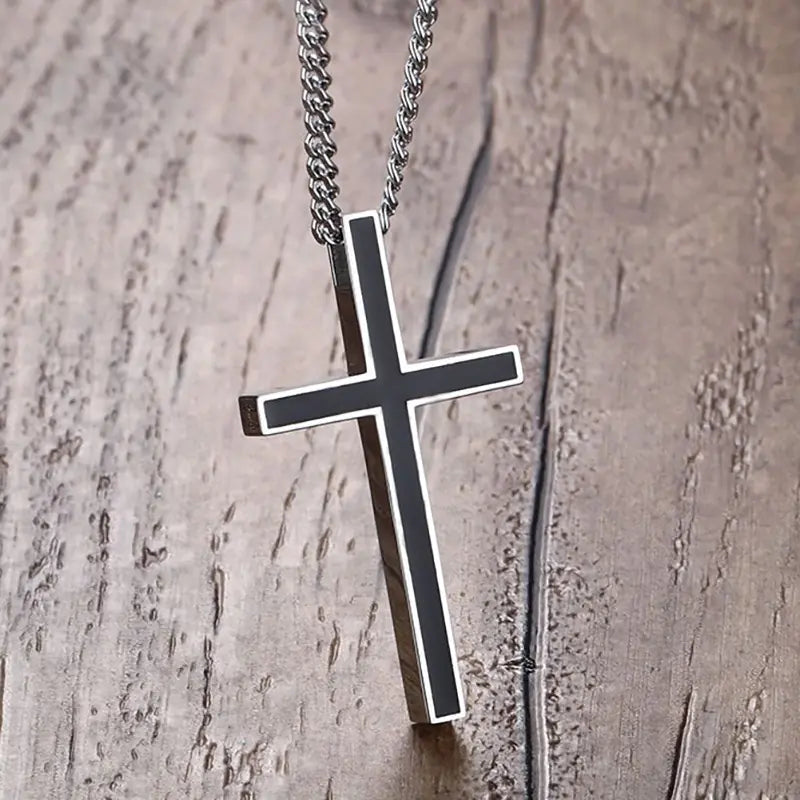Minimalist Black Cross Necklace