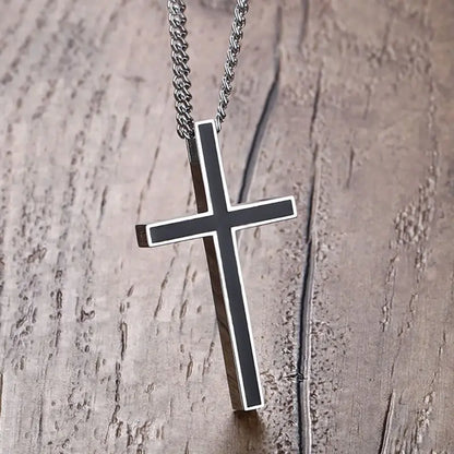 Minimalist Black Cross Necklace