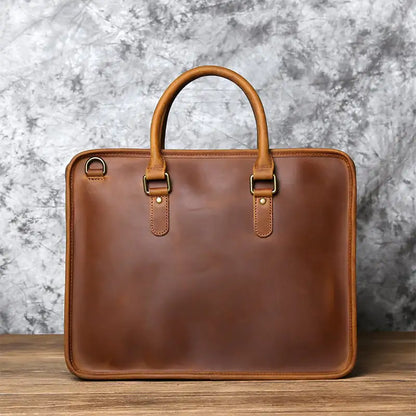 Sac à main artisanal en cuir Crazy Horse vintage pour homme