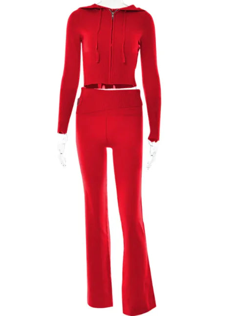Ensemble sweat à capuche et pantalon taille haute Chic Confort