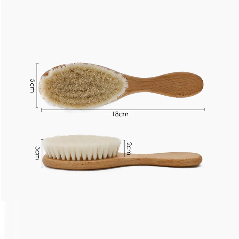 Ensemble brosse de bain et peigne de massage pour bébé en bois de hêtre