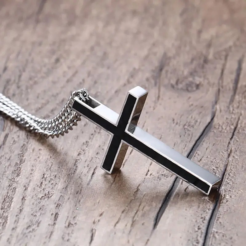 Minimalist Black Cross Necklace