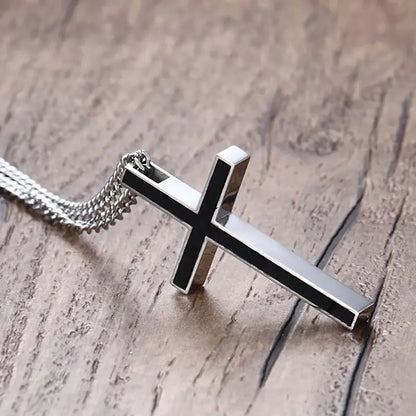 Minimalist Black Cross Necklace
