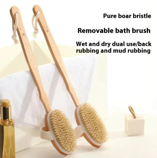 Brosse de bain à long manche en soies naturelles