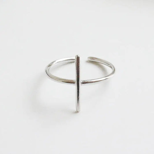 Minimalist Cross Cylinder Geometric Ring