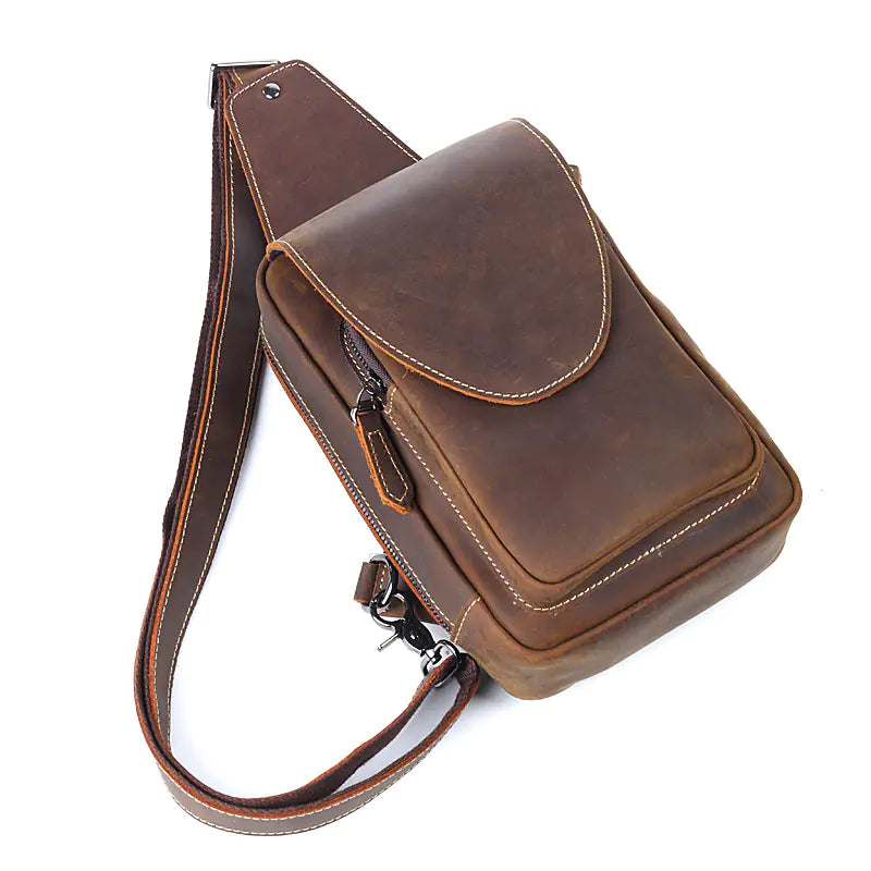 Sac bandoulière homme en cuir véritable