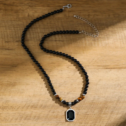 Collier pendentif onyx noir pour homme