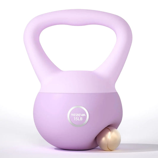 Soft Kettlebells Kettlebell Sets Strength Training Kettlebells Weights Sets For Women&Man Cushioned Impact-Resistant Base Anti-Slip Wide-Grip Handle Kettlebell Weights For Home Home Gym Full-Body Exercises 15LB Purple