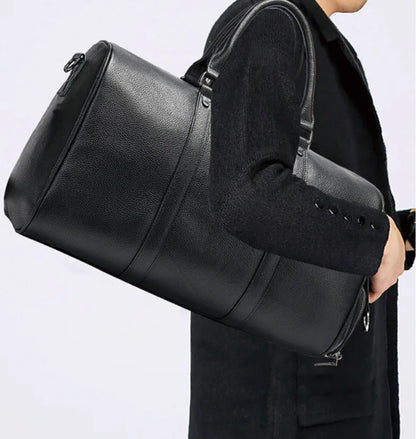 Genuine Leather Casual Travel Bag and Shoulder Tote