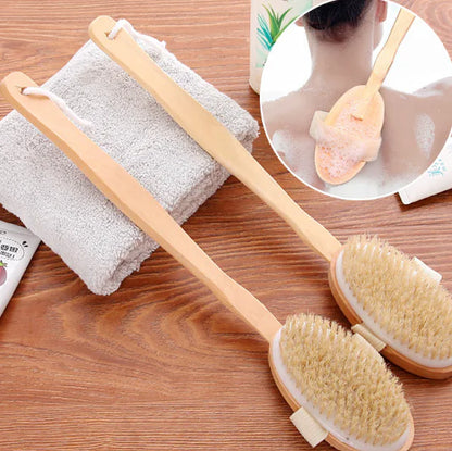 Brosse de bain à long manche en soies naturelles