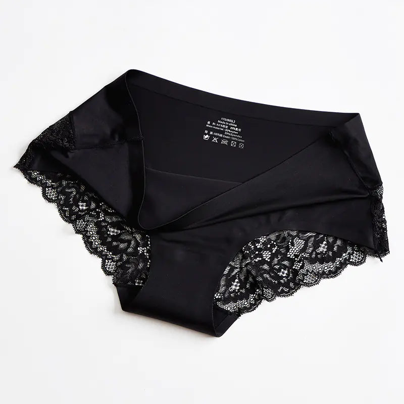Luxury Pearl Lace Panties, Seamless Women's Briefs