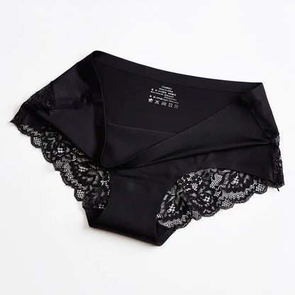Luxury Pearl Lace Panties, Seamless Women's Briefs