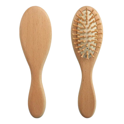 Ensemble brosse de bain et peigne de massage pour bébé en bois de hêtre