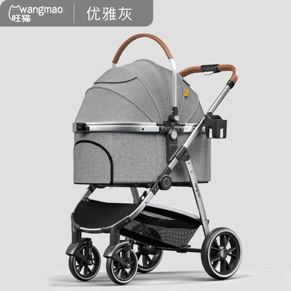 Poussette de luxe pour chien de taille moyenne - Cadre pliant en aluminium