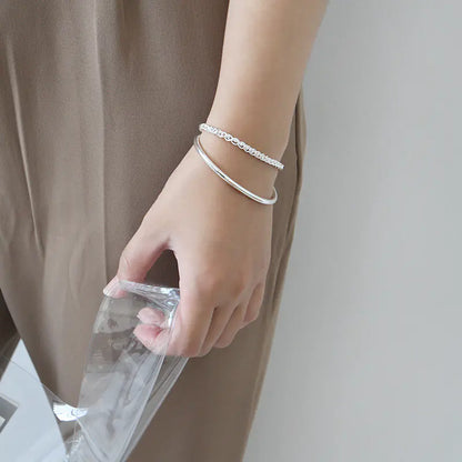 Bracelet jonc cercle ouvert minimaliste en argent sterling