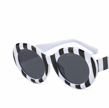Lunettes de soleil ovales zébrées - Style branché hip-hop