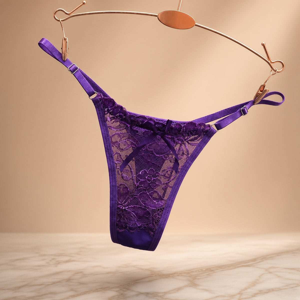 Nouvelle culotte string transparente réglable en dentelle taille basse